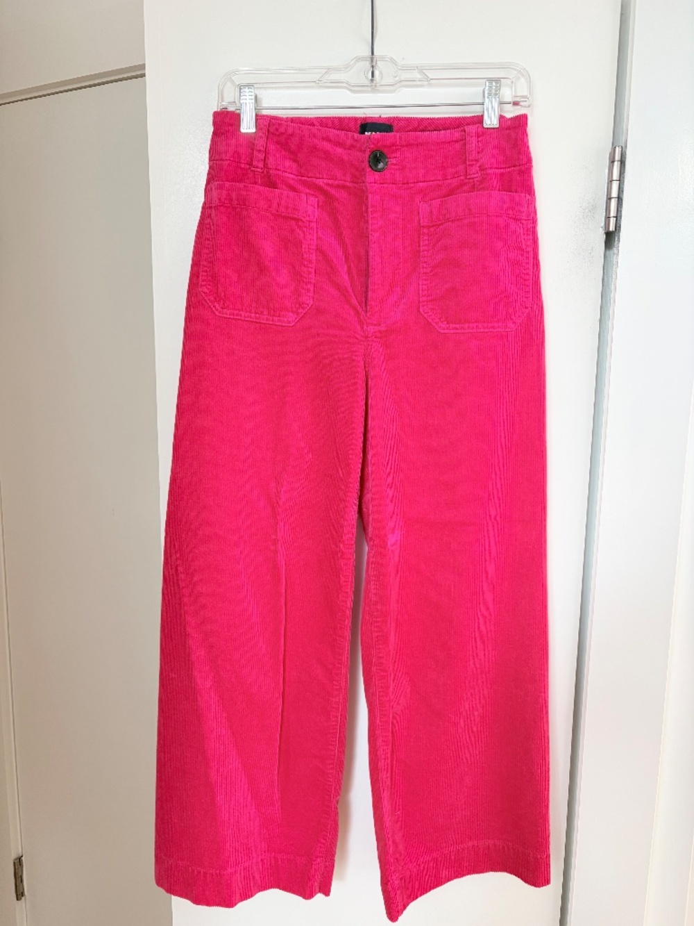 Anthro Maeve Colette Corduroy Wide-Leg Crop Pants, Hot Pink, Never Worn! Size 28 - Picture 3 of 4
